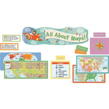 All About Maps Mini Bulletin Board Setgr K-3, CD-110349