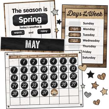 Industrial Chic Calendar Bulletin Board Set School, CD-110398