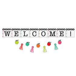 Brights Welcome Bulletin Board Set Black White & S, CD-110501