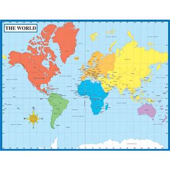 Map Of The World Laminated Chartlet 17X22 By Carson Dellosa