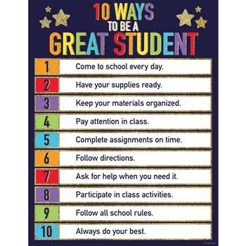 10 Ways To Be A Great Student Chart Sparkle And Sh, CD-114249