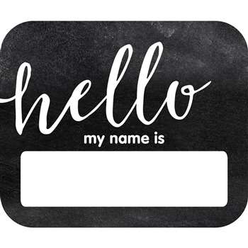 Industrial Chic Hello Name Tags School Girl Style, CD-150063