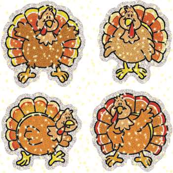 Dazzle Stickers Turkeys 75-Pk Acid & Lignin Free By Carson Dellosa