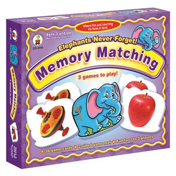 Elephants Never Forget Memory Matching Ages 3+ By Carson Dellosa