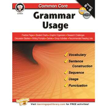 Shop Gr 6-8 Common Core Grammar Usage Book - Cd-404219 By Carson Dellosa