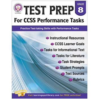 Gr 8 Test Prep For Ccss Performance Tasks, CD-404231