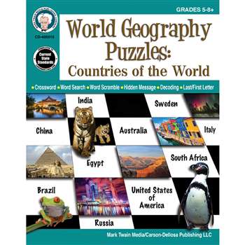 Countries Of The World Puzzle Gr 5-12 World Geogra, CD-405015