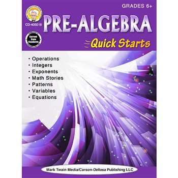 Pre Algebra Quick Starts Gr 6-12, CD-405019
