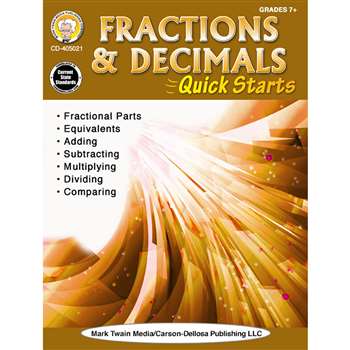 Fractions Decimals Quick Starts Gr 4-9, CD-405021