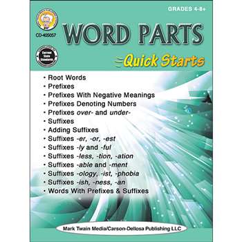 Word Parts Workbook Gr 4-8+ Quick Starts, CD-405057