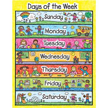 Chart Days Of The Week Kid Drawn By Carson Dellosa