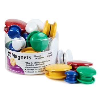 Magnets Round 30/Tub Assorted Sizes And Colors, CHL35930