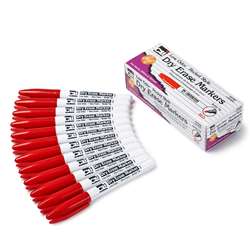 12Ct Red Bullet Tip Dry Erase Markers Pocket Style, CHL47330