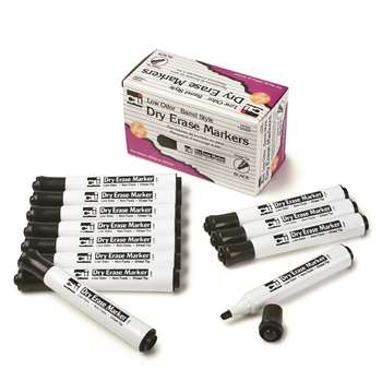 12Ct Black Chisel Tip Dry Erase Markers Barrel Sty, CHL47920