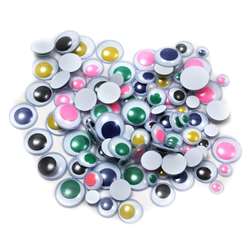 Wiggle Eyes Round Asst Sizes & Colors 100Ct, CHL64550
