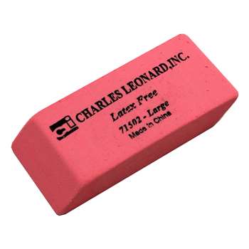 Synthetic Pink Wedge Erasers, Large, 12/Bx By Charles Leonard