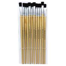 Brushes Easel Flat 1/2&quot; Bristle 12Ct, CHL73550