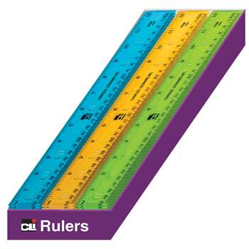 Ruler Plastic 12&quot; Asrtd Colrs 36St, CHL80336ST