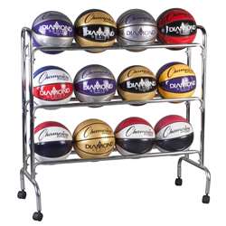 Portable Ball Rack 3 Tier Holds 12 Balls By Champion Sports