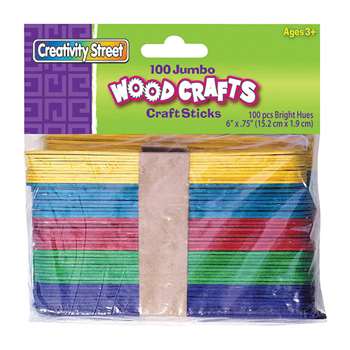 Jumbo Craft Sticks 6 X 3/4 100/Pk Bright Hues By Chenille Kraft