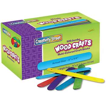 Jumbo Craft Sticks 500 Pcs Bright Hues By Chenille Kraft