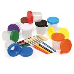 Paint Cups & Brushes Set 10 Cups W/ 10 Color Coordinated Brushes By Chenille Kraft