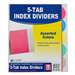 Poly Index Dividers Assorted 5 Standard Tab