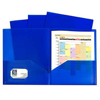 Blue Two Pocket Poly Portfolios Without Prongs Pac, CLI32955