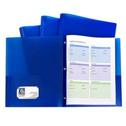 Blue Two Pocket Poly Portfolios With Prongs Pack O, CLI32965