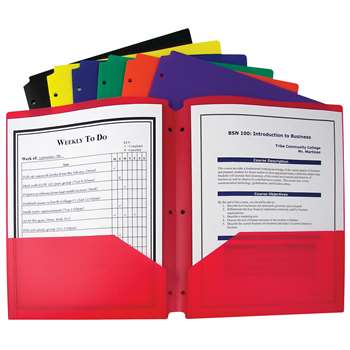 Shop Bx Of 36 Two Pocket Poly Portfolios Three Hole Punch Assorted Colors - Cli33930 By C-Line