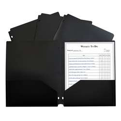 2 Pocket Poly Portfolio Black with 3 Hole Punch, CLI33931