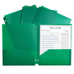 2 Pocket Poly Portfolio Green with 3 Hole Punch, CLI33933