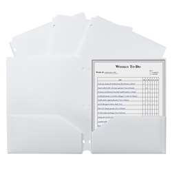 2 Pocket Poly Portfolio White with 3 Hole Punch, CLI33937