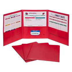 3 Pocket Poly Portfolio Red 24Bx, CLI33944