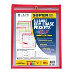 Reusable 10Pk 6X9 Dry Erase Pockets Assorted Neon By C-Line