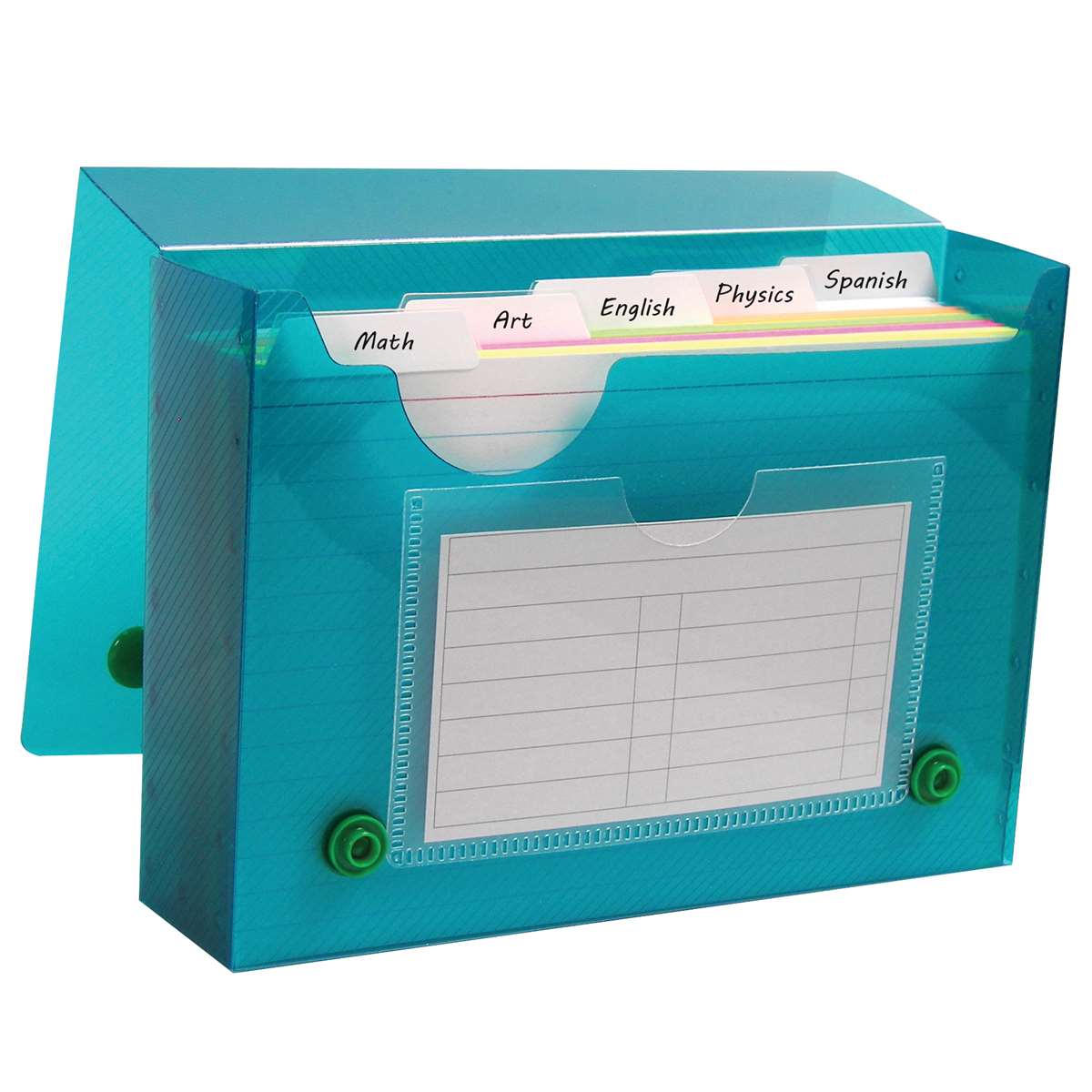 Index Card Holder Blue, 3X5 Note Flash Card Organizer Case, File Box with 5  Divi