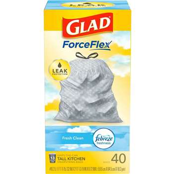 Glad ForceFlex Tall Kitchen Drawstring Trash Bags - CLO78361