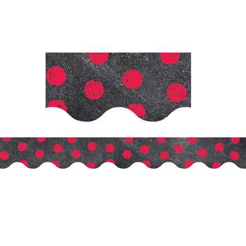 Poppy Red Dots On Chalkboard Border, CTP0209