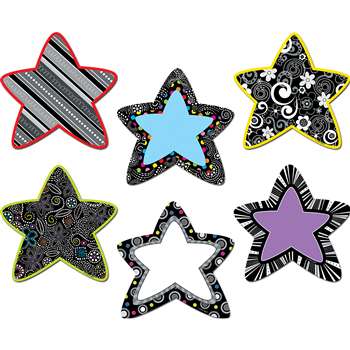 Black And White Stars 6In Designer Cut Outs By Creative Teaching Press