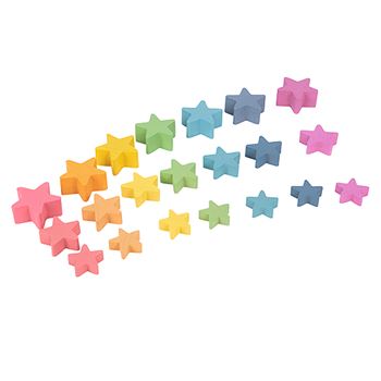Rainbow Wooden Stars - Set Of 21, CTU73480