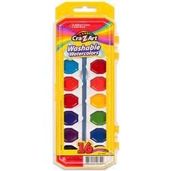 16CT WASHABLE WATERCOLORS W/BRUSH - CZA10652WM36