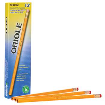 Oriole Pencils No 25 Unsharp 12Bx Medium Yellow, DIX12875