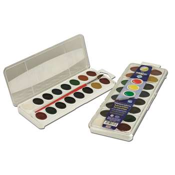 16 Washable Water Color Set W/Brush By Dixon Ticonderoga