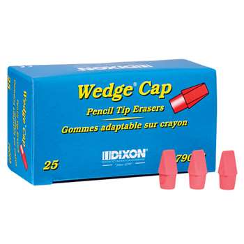 Wedge Pencil Cap Erasers Pink 25Pk, DIX79003