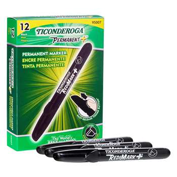 Chisel Tip Permanent Markers Blk Dz Ticonderoga Re, DIX95007