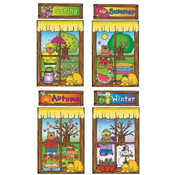 Four Seasons Windows Bulletin Board Set Set By Carson Dellosa