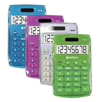 Handheld Eco Calculator Assorted, DTXDH60C4