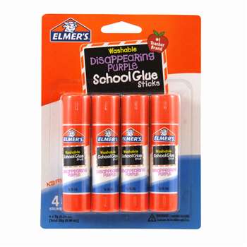 Elmers 4Pk School Purple Glue Sticks Disappearing , ELME543