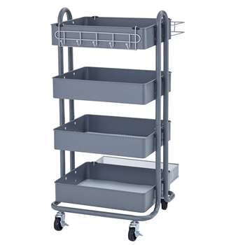 4-Tier Utility Rolling Cart Gray, ELR20702GY