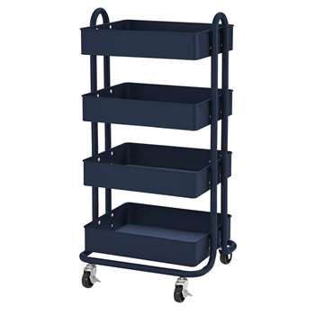 4-Tier Utility Rolling Cart Navy, ELR20702NV